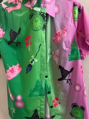 Amazon Green and Pink Fantasy Print Button-Up Shirt